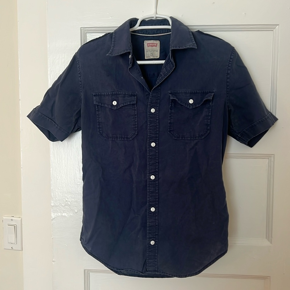 Levi’s Linen Cotton Blue Short Sleeve Button Down Shirtt